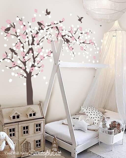 Blossom Tree Vinyl Wall Decal - Nursery Decor, Birds & Flowers - image 1