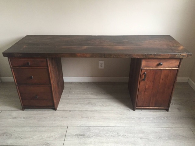 Reclaimed Wood Desk With Cabinets Base - Free Shipping - image 1