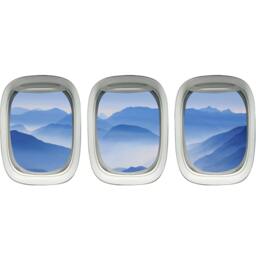 Airplane Decal - Aircract Window Frame Wall Sticker Pack Mountain Fog Art Aviation Decor Vwaq-Ppw4 - thumbnail 2