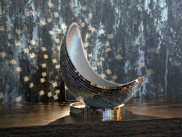 Mirror Balled Half Moon Plant Pot - Handmade Indoor Planter - image 1