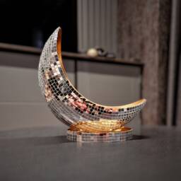 Mirror Balled Half Moon Plant Pot - Handmade Indoor Planter - thumbnail 2