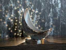 Mirror Balled Half Moon Plant Pot - Handmade Indoor Planter - thumbnail 1