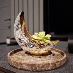 Mirror Balled Half Moon Plant Pot - Handmade Indoor Planter - thumbnail 3