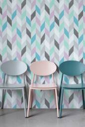 Pastel Chevron Wallpaper, Herringbone Peel & Stick, Fabric Removable Wall Mural, Covering #121