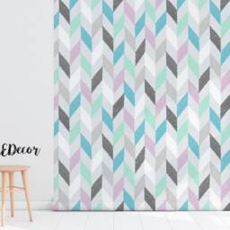 Pastel Chevron Wallpaper, Herringbone Peel & Stick, Fabric Removable Wall Mural, Covering #121 - thumbnail 2