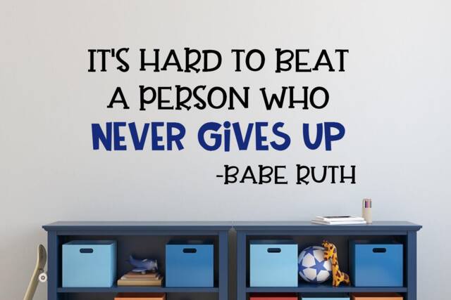 Sports Quote Wall Decal - For Kids Babe Ruth Motivational Sports Locker Room - image 1
