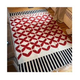 8x10 Ft Handwoven Wool Kilim Navajo Rug, Red Pink Traditional Geometric Boho Large Area Carpet For Living Room - thumbnail 3