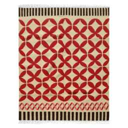8x10 Ft Handwoven Wool Kilim Navajo Rug, Red Pink Traditional Geometric Boho Large Area Carpet For Living Room - thumbnail 2