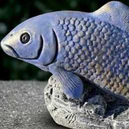 Garden Fish Sculpture Concrete Statue Stone Figurine Handmade Art Front Door Ornament Lawn Decoration Fish Lover Gift - thumbnail 2