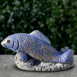Garden Fish Sculpture Concrete Statue Stone Figurine Handmade Art Front Door Ornament Lawn Decoration Fish Lover Gift