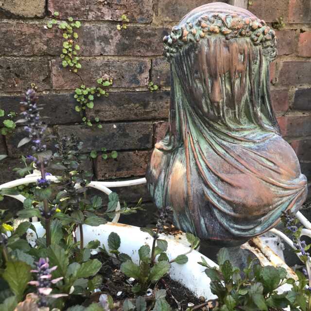 Veiled Lady Female Bust Stone Home Or Garden Ornament - image 1