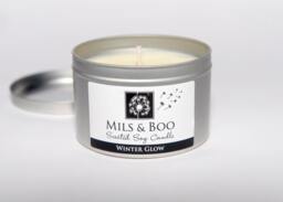 Winter Glow Scented Soy Candle Handmade Spicy Cinnamon Tin Candle - thumbnail 1