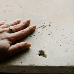 Jazzal L Stone Table/Sandy-Orange Tones, Minimalist Natural Travertine Bedside/Sofa-Side/Livingroom/Coffee - thumbnail 4