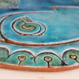 Wall Sculpture Sun&moon Ceramic Tile For Deck Decor, Outdoor Art Design, Bathroom Hanging Sun & Moon #3 Xl 30cm Turquoise - thumbnail 3