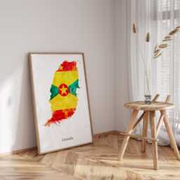 Grenada Watercolour Flag Map Wall Art Print - Travel Poster - thumbnail 2