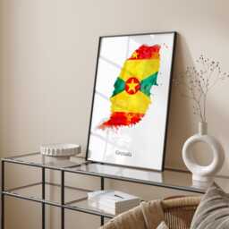 Grenada Watercolour Flag Map Wall Art Print - Travel Poster - thumbnail 1