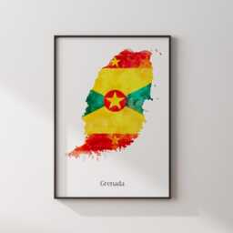 Grenada Watercolour Flag Map Wall Art Print - Travel Poster - thumbnail 3