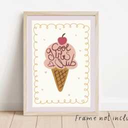 Cool Girls Club Ice Cream Print, Positive Affirmation Wall Art - Unframed - thumbnail 3