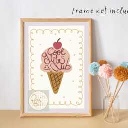 Cool Girls Club Ice Cream Print, Positive Affirmation Wall Art - Unframed - thumbnail 2