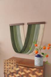 Macrame Yarn Hanging, Gift For Mom, Bedroom Wall Geometric Home Decor, Scandinavian Art Hanging W59 - thumbnail 1