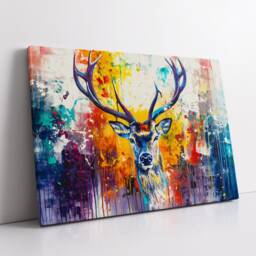 Colorful Deer Wild Animal Abstract Oil Painting Paint Splatter Wall Art Framed Canvas Poster Print Home Living Room Decor Fun Gift - thumbnail 2