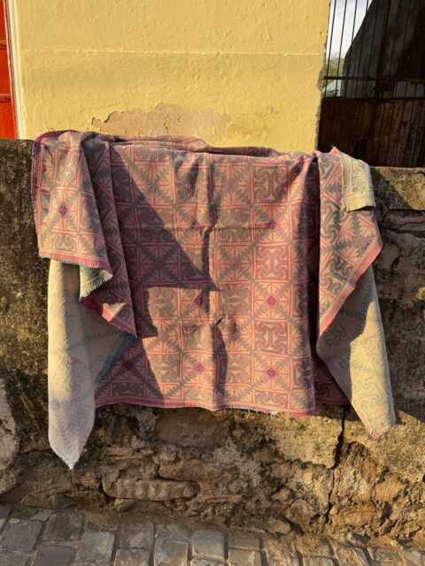 Hand Embroidered Kantha Throw Carpet Style Design, Artisan Crafted Home Decor - image 1