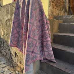 Hand Embroidered Kantha Throw Carpet Style Design, Artisan Crafted Home Decor - thumbnail 4