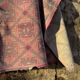 Hand Embroidered Kantha Throw Carpet Style Design, Artisan Crafted Home Decor - thumbnail 2