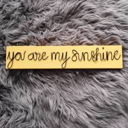 Wooden Sign Wire Words Wall Decor Mustard. Nursery Playroom. You Are My Sunshine. Flatlay Prop - thumbnail 3