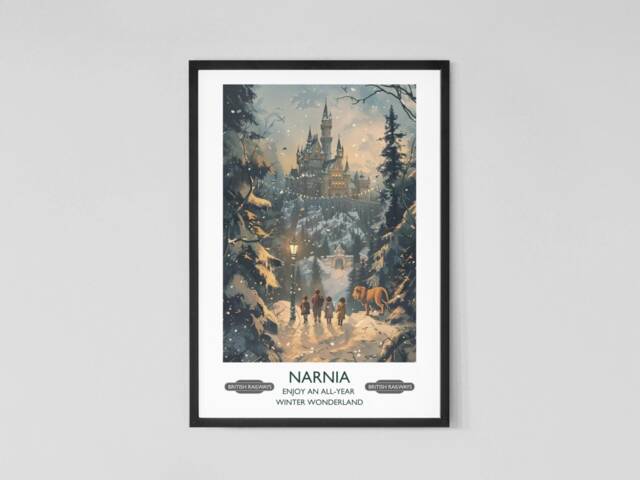 C S Lewis - The Chronicles Of Narnia Lion, The Witch & Wardrobe Literary Travel Poster Classic Children's Literature - image 1