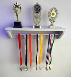 Personalised Trophy Shelf & Medal Holder - Custom Wall Mounted Display Rack With For Medals & Awards Sports, Dance, Gymnastics - thumbnail 1
