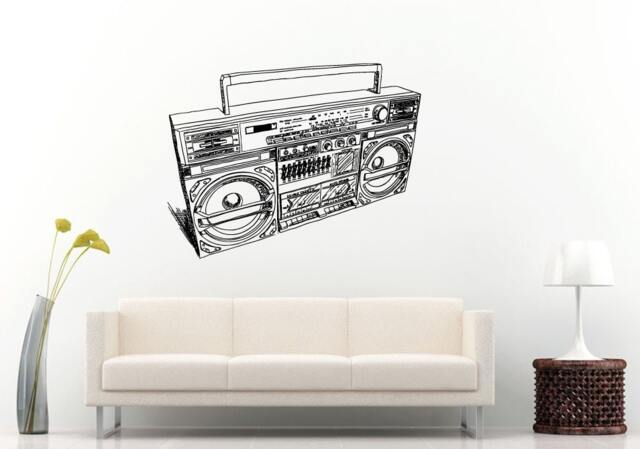 Boom Box Retro Old School Music Player A-Track Cassette Tape Radio Speakers Wall Decal Vinyl Sticker Mural Room Decor L986 - image 1