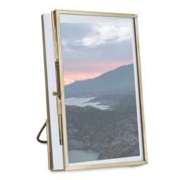Antique Brass Photo Frame, Recycled Glass Portrait Display - 4x6 - thumbnail 1
