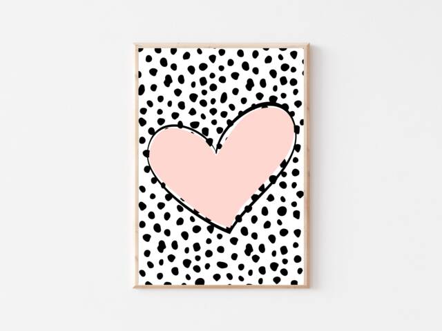 Dalmatian Print Heart - Nursery Kids Children's Bedroom Playroom D??cor Animal Print Lover - image 1
