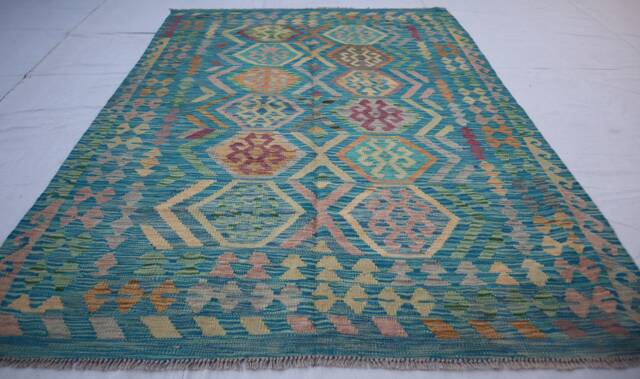 Vintage Afghan Chubi Kilim Rug, Natural Dye Wool, 4'10 X 6'9 - image 1
