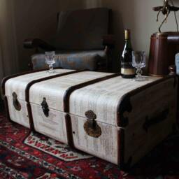 Bentwood Vintage Steamer Trunk Coffee Table, Toy Hope Chest Storage Bench Exclusive Furniture Keith - thumbnail 2