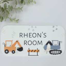 Personalised Digger Acrylic Door Sign Construction Nursery Decor - thumbnail 2