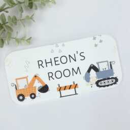 Personalised Digger Acrylic Door Sign Construction Nursery Decor - thumbnail 3
