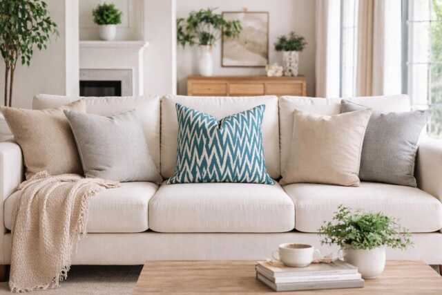 Handwoven Silk Ikat Pillow Cover, Decorative Cushion - 20x20 - image 1