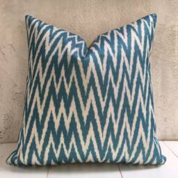 Handwoven Silk Ikat Pillow Cover, Decorative Cushion - 20x20 - thumbnail 2