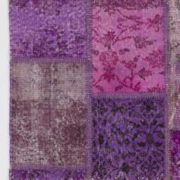 Lilac, Lavender & Pink Handmade Turkish Patchwork Rug - thumbnail 4