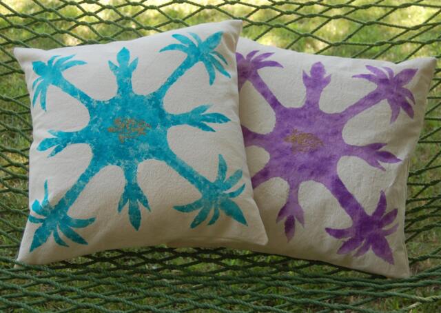 2 Hand Painted Cotton Pillow Cover Hawaiian Design - image 1