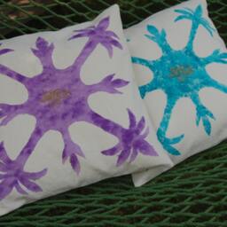 2 Hand Painted Cotton Pillow Cover Hawaiian Design - thumbnail 2