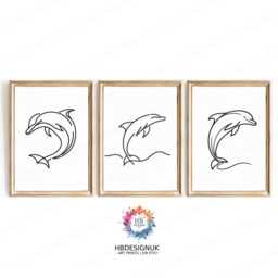 Minimal Dolphin Poster Set - Black & White Prints - Dolphins Artwork Modern Decor Line Wall Art Abstract Minimalist - thumbnail 2