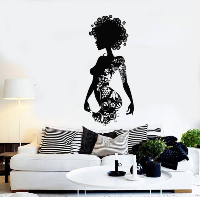 Beauty Salon Wall Art Decal Mural Girl Flower Romantic Bedroom Floral Decor Sticker - #2314Di - image 1