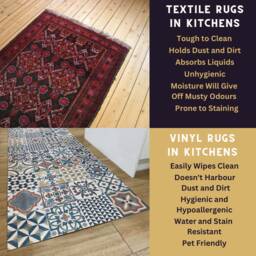 Moroccan Vinyl Rug Runner in Tile Effect Pattern For Kitchen, Hallway & Bathroom Floors, Decorative Linoleum PVC Mat - Marrakesh - thumbnail 4