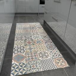 Moroccan Vinyl Rug Runner in Tile Effect Pattern For Kitchen, Hallway & Bathroom Floors, Decorative Linoleum PVC Mat - Marrakesh - thumbnail 2