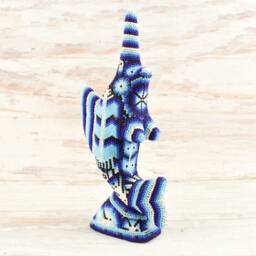 Huichol Sailfish Sculpture - Hand Carved Copal Wood Alebrije, Oaxaca Decor - thumbnail 2