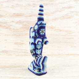 Huichol Sailfish Sculpture - Hand Carved Copal Wood Alebrije, Oaxaca Decor - thumbnail 4
