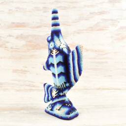 Huichol Sailfish Sculpture - Hand Carved Copal Wood Alebrije, Oaxaca Decor - thumbnail 3
